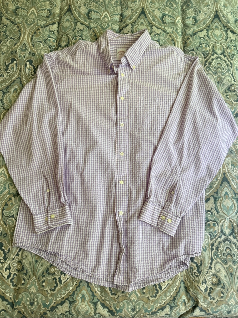 Brooks Brothers Men’s Madison Long Sleeve Button Down Size XL Purple White Check